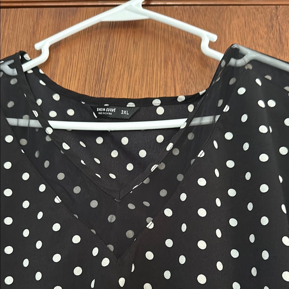 Black Polka Dot Women's Top